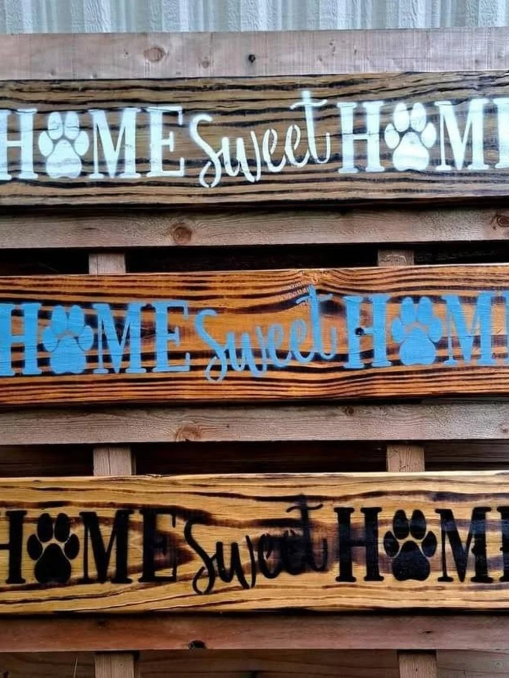 Home Sweet Home Paw Print Wooden Leash Holder - Multiple Colors